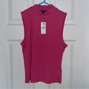 Express Ribbed Sleeveless Mock Neck top Size M Fuchsia Pink NWT